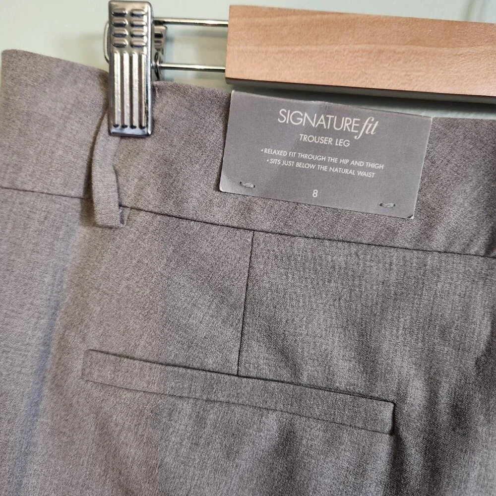 Ann Taylor Pants 8 Taupe Women's SignatureFit Trouser Leg Office Career NEW - Picture 7 of 9